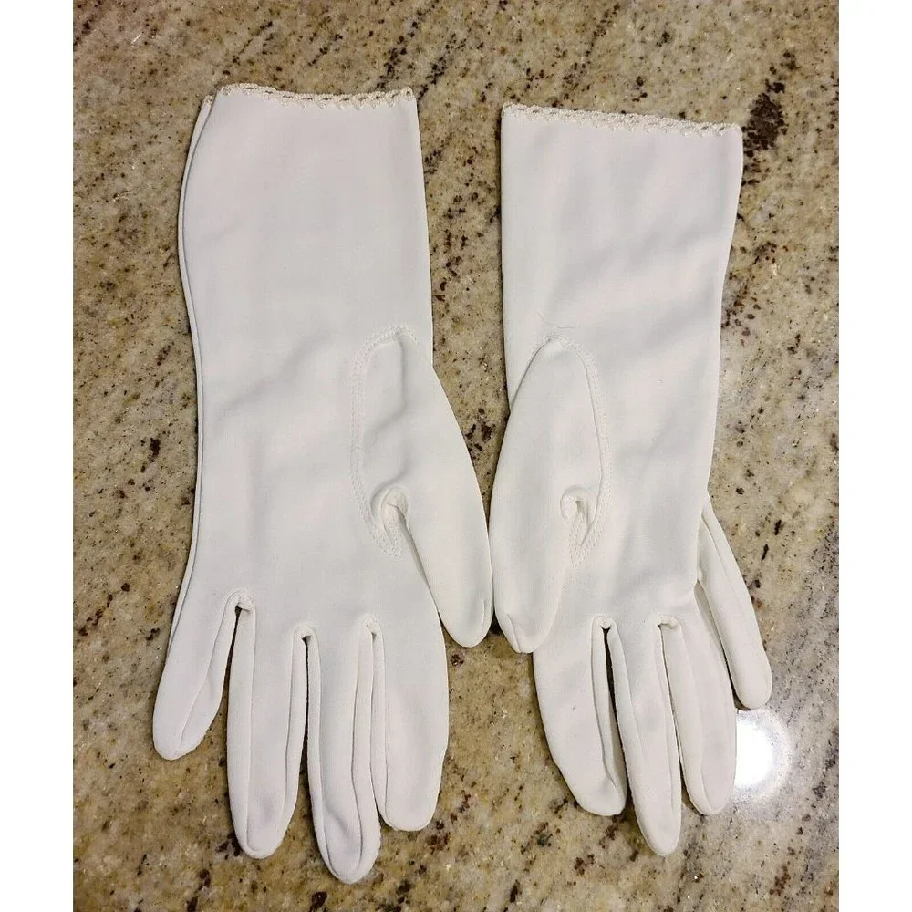 Vintage White Nylon Stretch Formal Church 10
